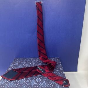 Polo Ralph Lauren Silk Red and Navy Diagonal Tie handmade Italy
